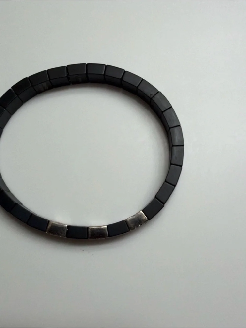 Roberto Demeglio Ceramic Stretch Bracelet with 18 Black Gold and Black Diamonds